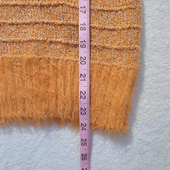 Solitaire Orange Pullover Mock Neck Sweater Eyelash Hem Textured Knit Size M - Picture 12 of 12